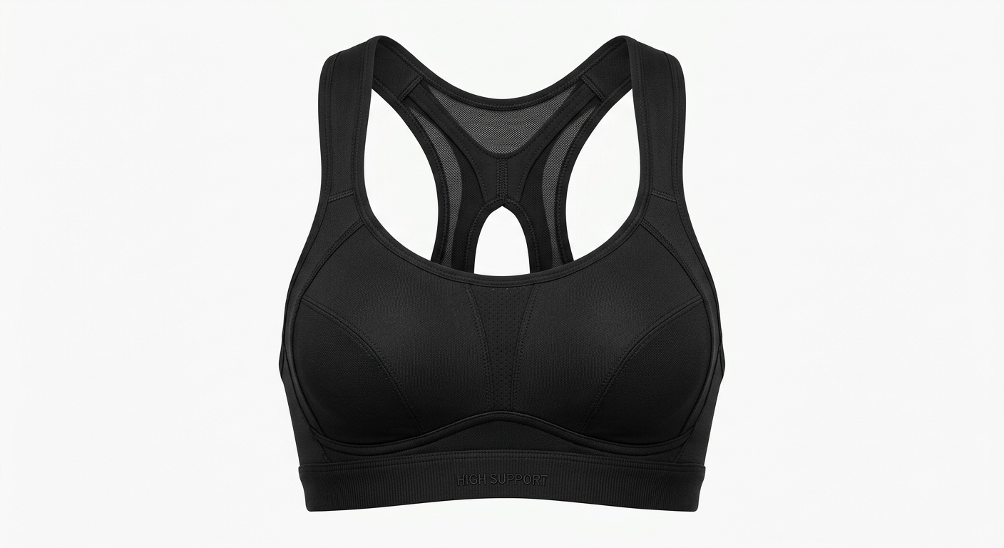 Hero shot of Moisture-Wicking Sports Bra on white studio background, full product visible